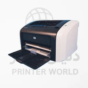 پرینتر HP 1012 – نمای جلو، نمای جانبی، کارتریج HP 12A، چاپ واضح و بسته‌بندی کامل